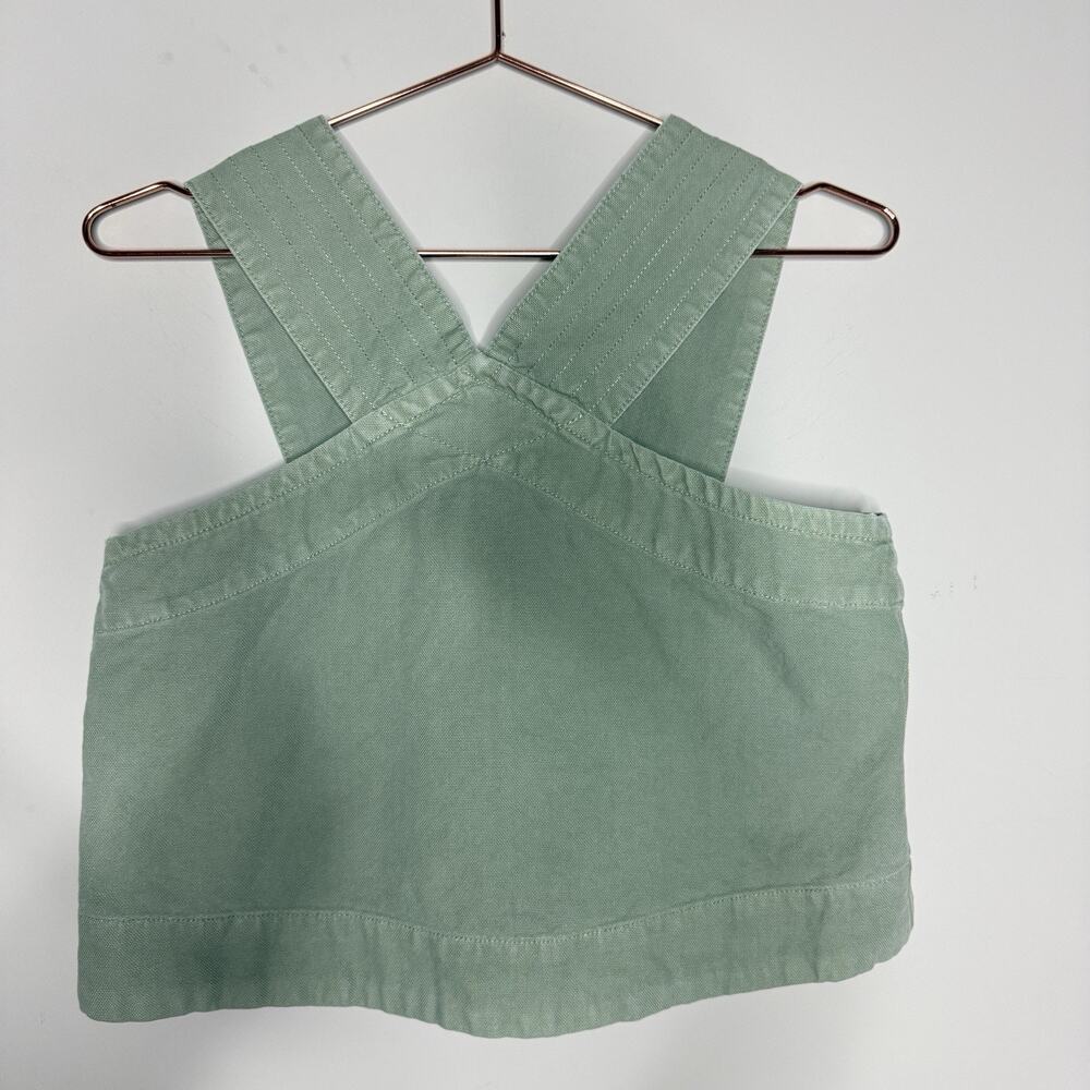 Everlane Cross WideStrap Crop Tank Top XXS Green Organic Cotton Canvas Citycore - Picture 2 of 7
